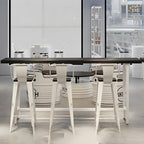 Table de bar industrielle avec plateau en bois noir et piètement en métal