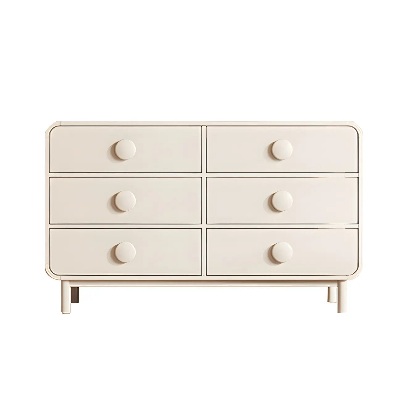 Commode et chiffonniers minimalistes en bois blanc à 6 tiroirs