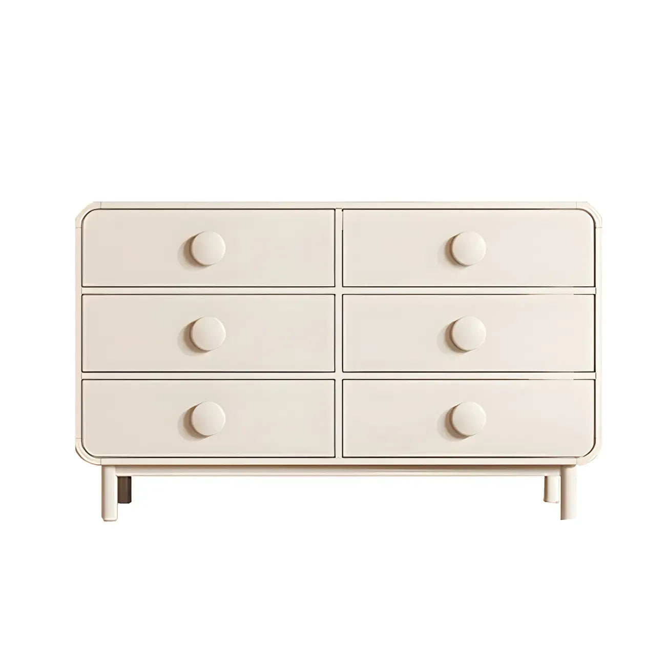 Commode et chiffonniers minimalistes en bois blanc à 6 tiroirs
