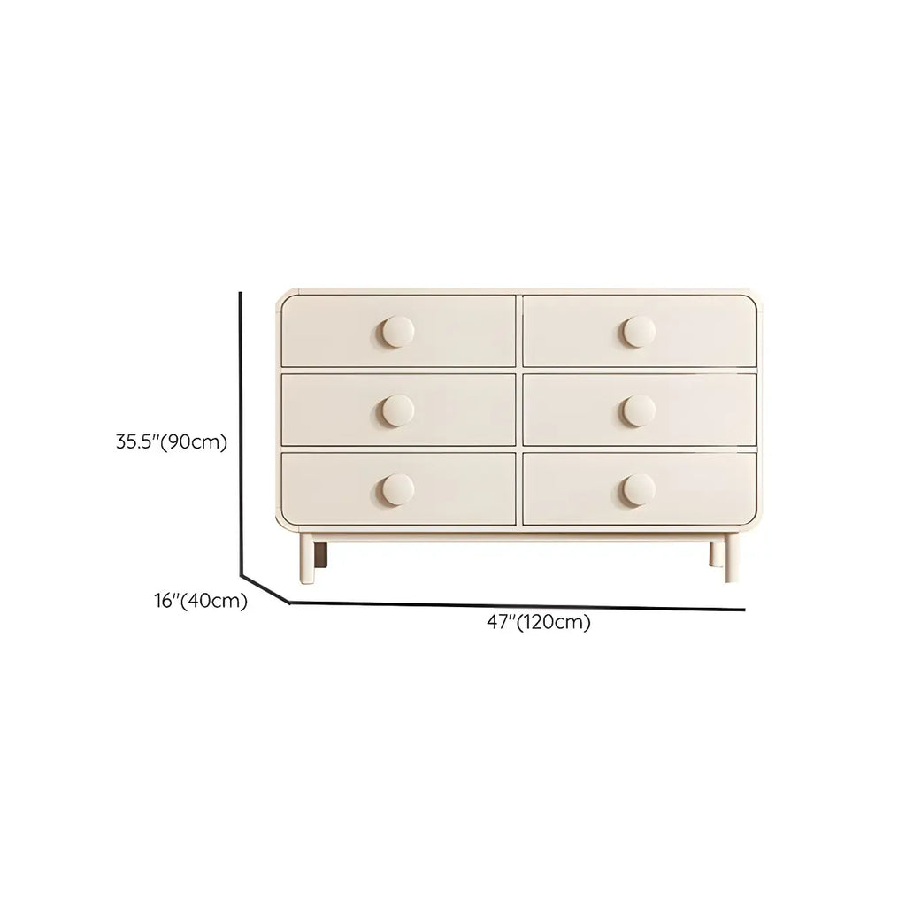 Commode et chiffonniers minimalistes en bois blanc à 6 tiroirs