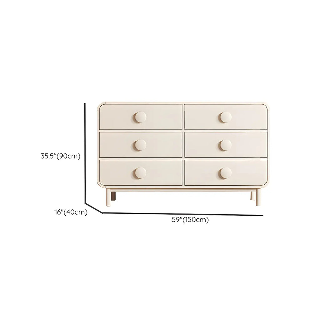 Commode et chiffonniers minimalistes en bois blanc à 6 tiroirs