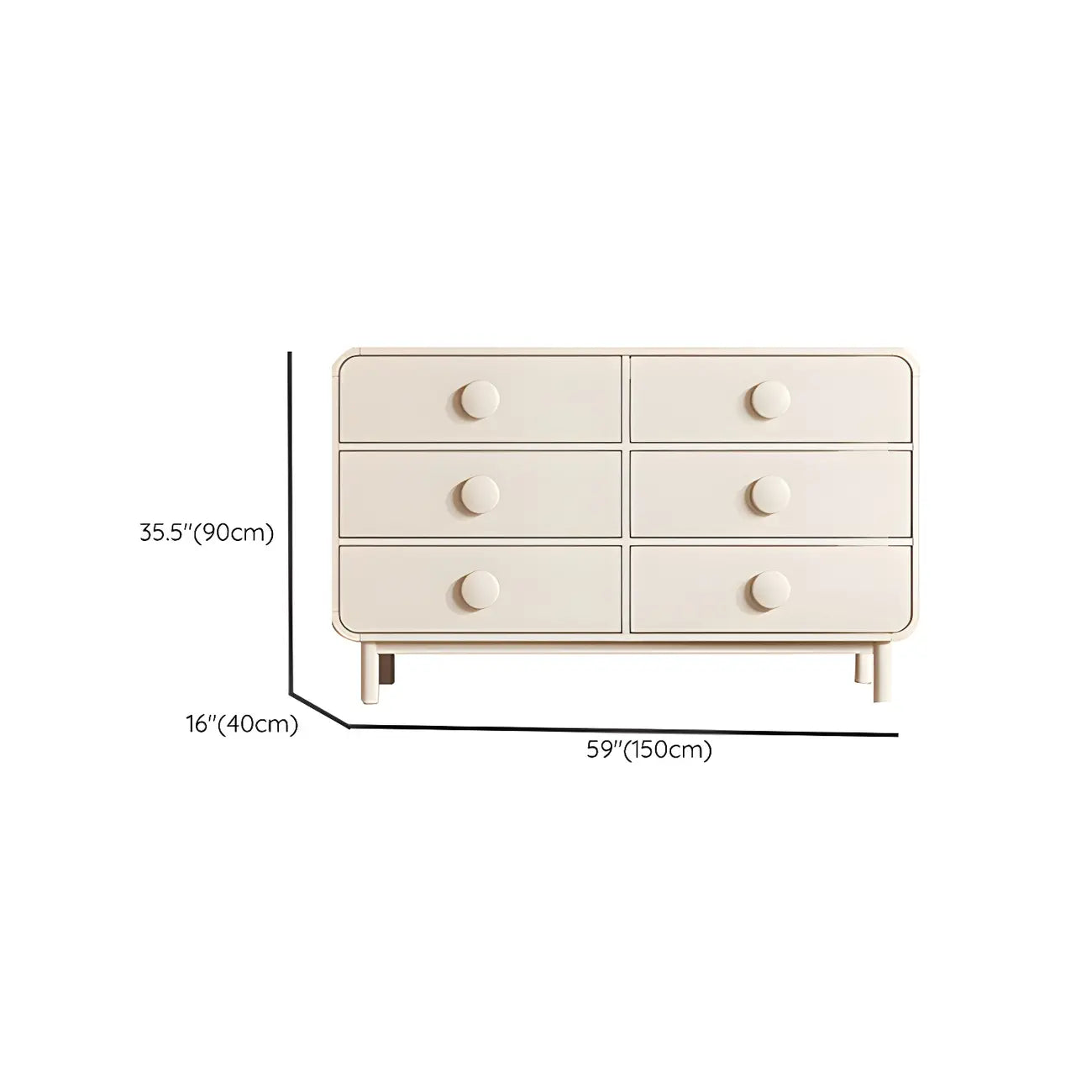 Commode et chiffonniers minimalistes en bois blanc à 6 tiroirs