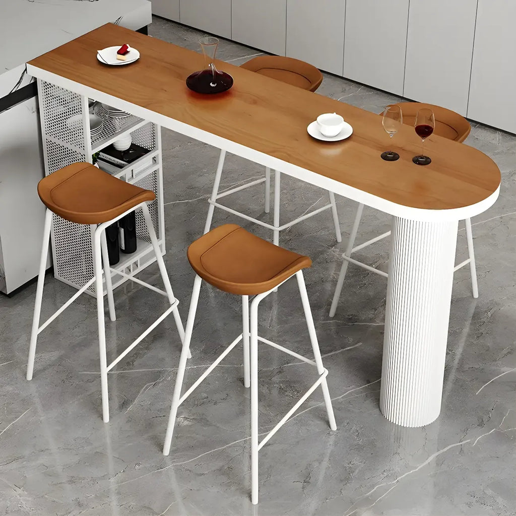 Tables de bar de rangement en bois brun glamour, forme libre, fer blanc