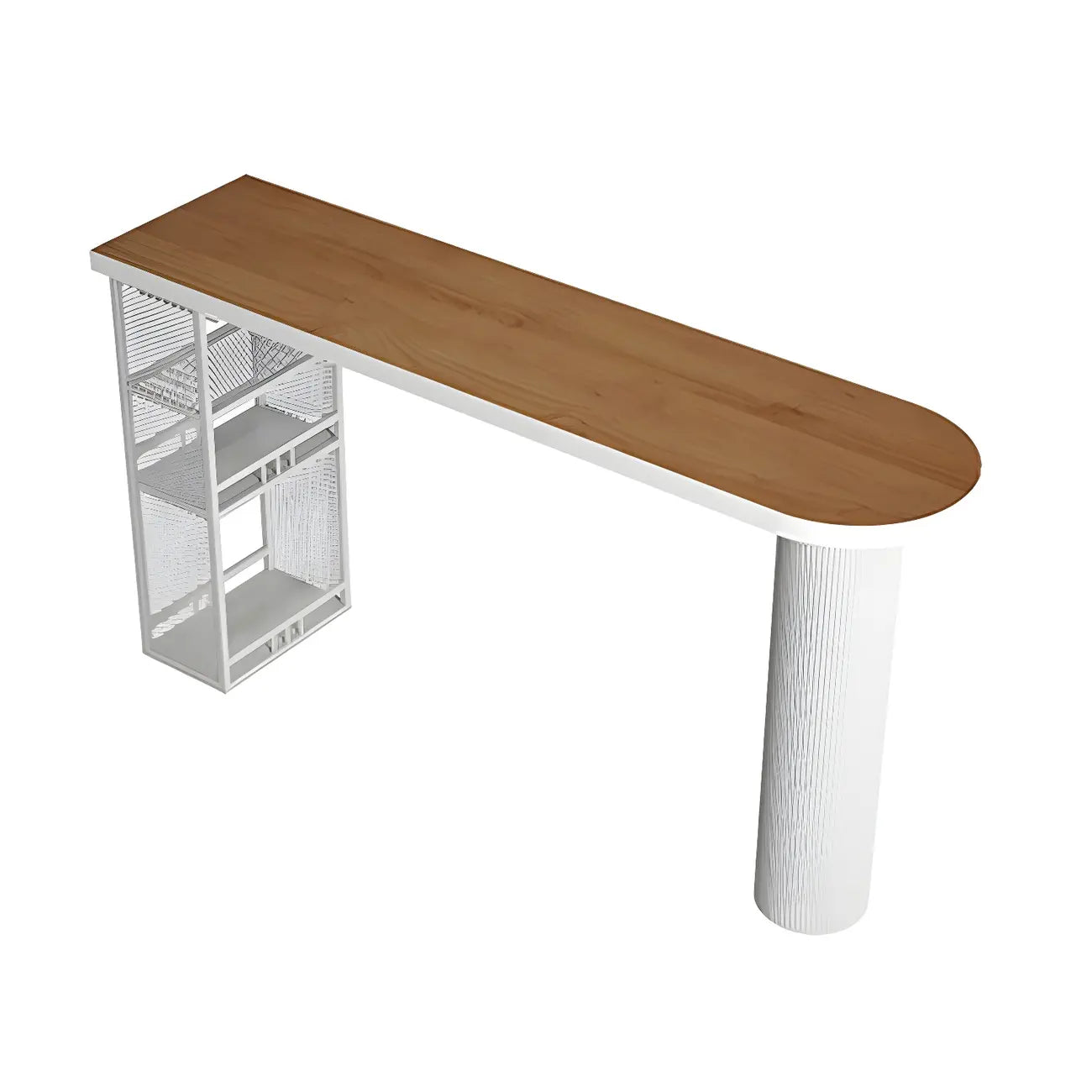 Tables de bar de rangement en bois brun glamour, forme libre, fer blanc