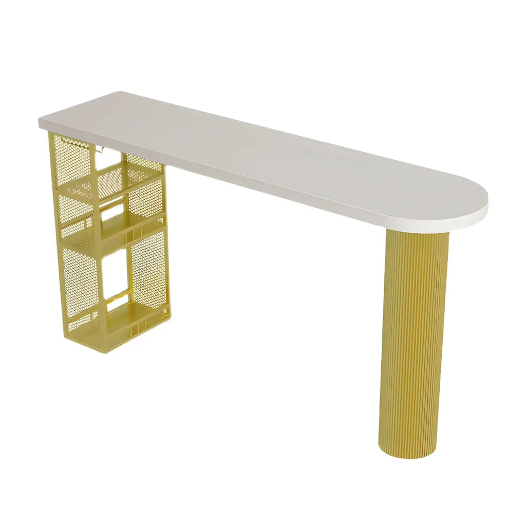 Tables de bar de rangement en bois brun glamour, forme libre, fer blanc