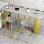Tables de bar de rangement en bois brun glamour, forme libre, fer blanc