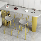 Tables de bar de rangement en bois brun glamour, forme libre, fer blanc