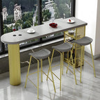 Tables de bar de rangement en bois brun glamour, forme libre, fer blanc