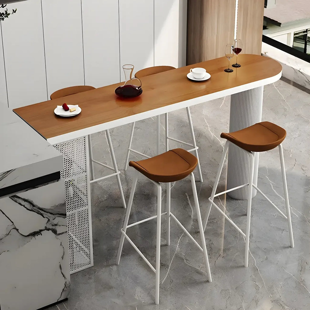 Tables de bar de rangement en bois brun glamour, forme libre, fer blanc