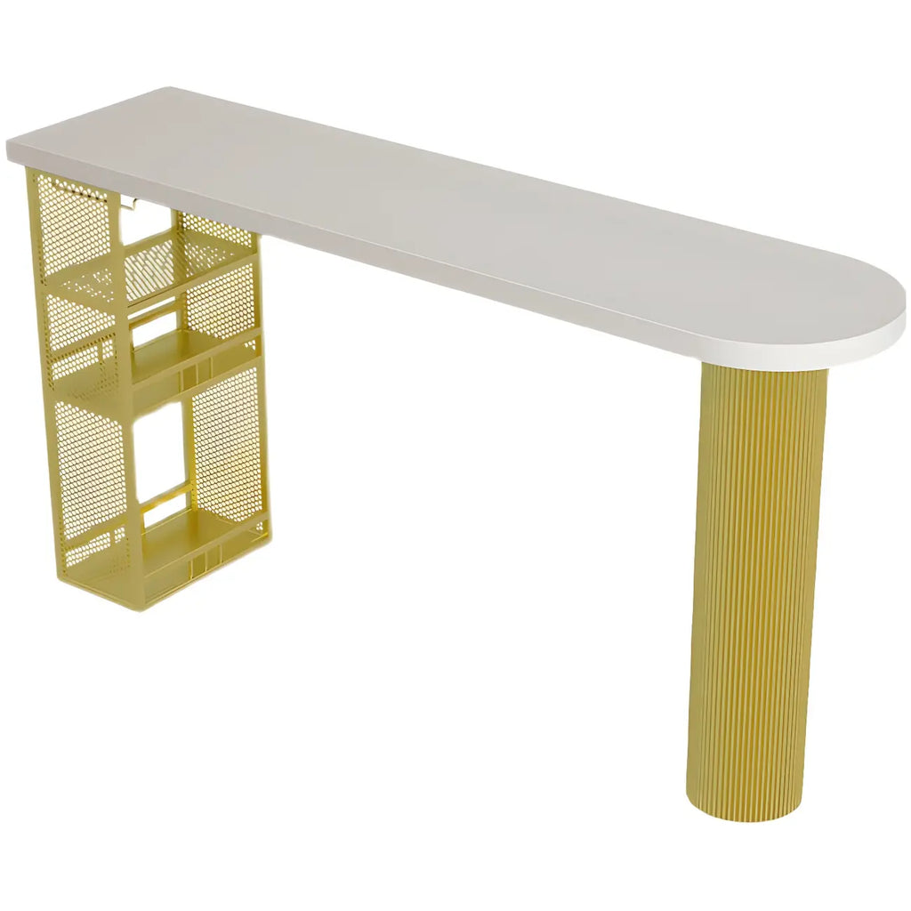 Tables de bar de rangement en bois brun glamour, forme libre, fer blanc