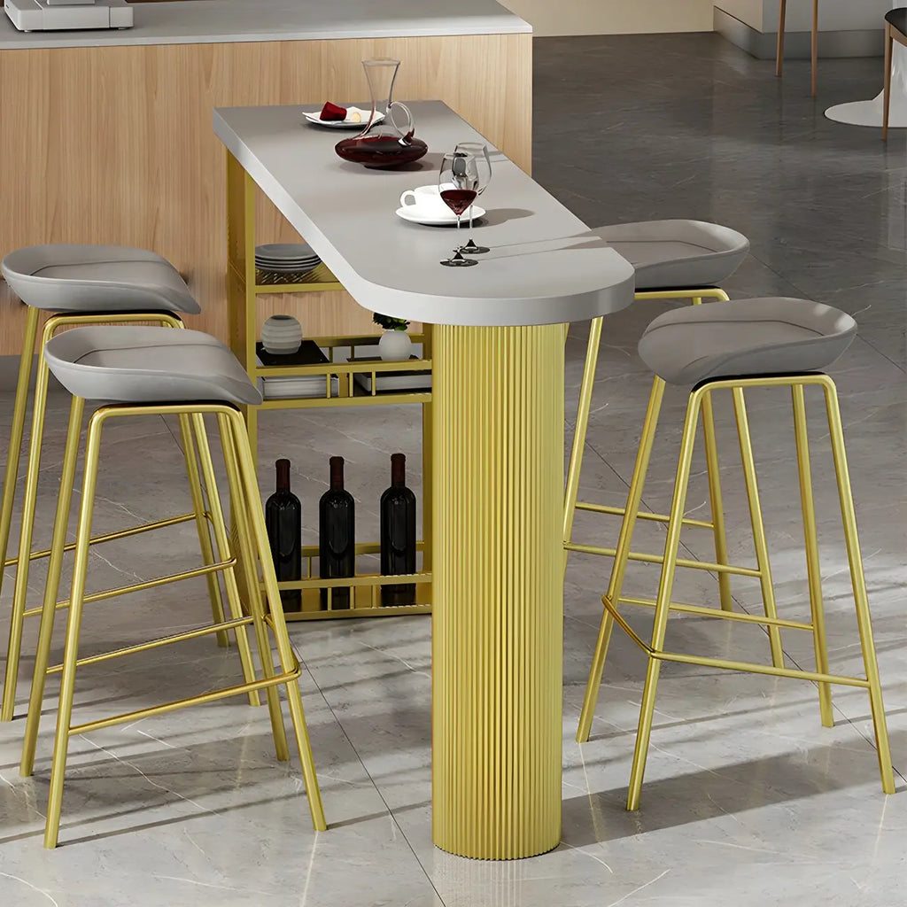 Tables de bar de rangement en bois brun glamour, forme libre, fer blanc