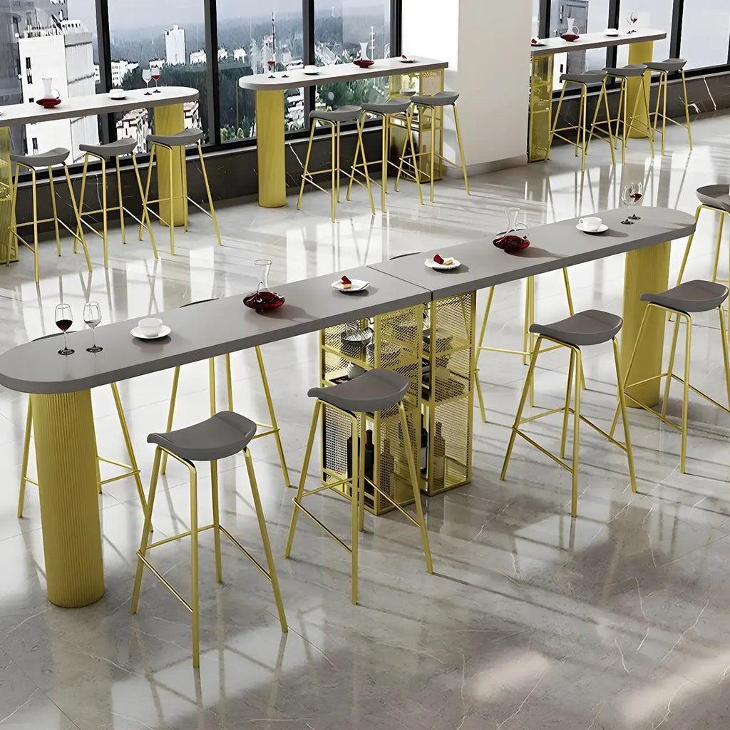 Tables de bar de rangement en bois brun glamour, forme libre, fer blanc