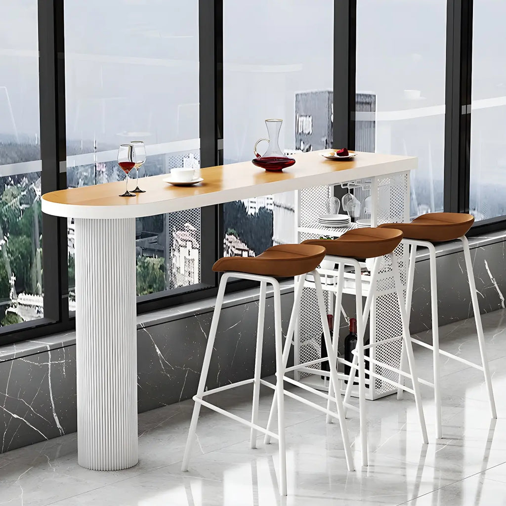 Tables de bar de rangement en bois brun glamour, forme libre, fer blanc