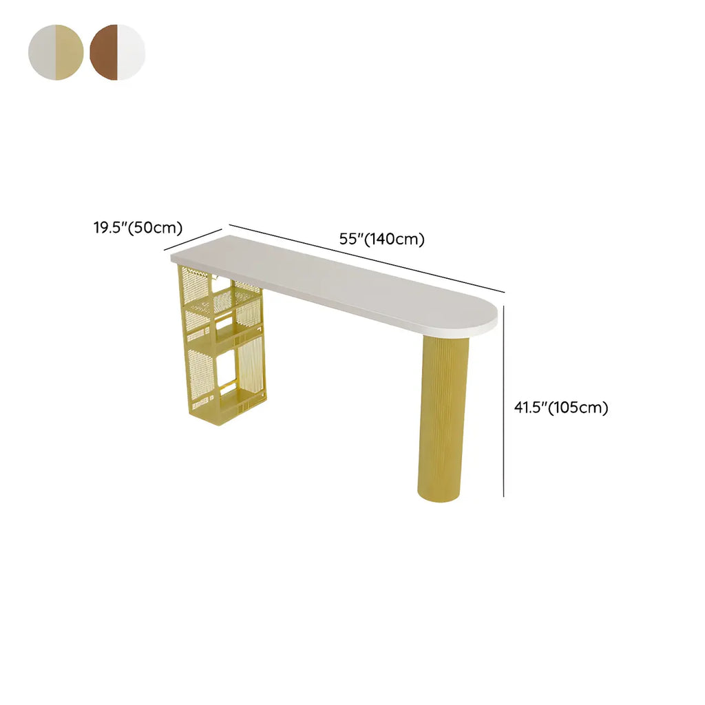 Tables de bar de rangement en bois brun glamour, forme libre, fer blanc