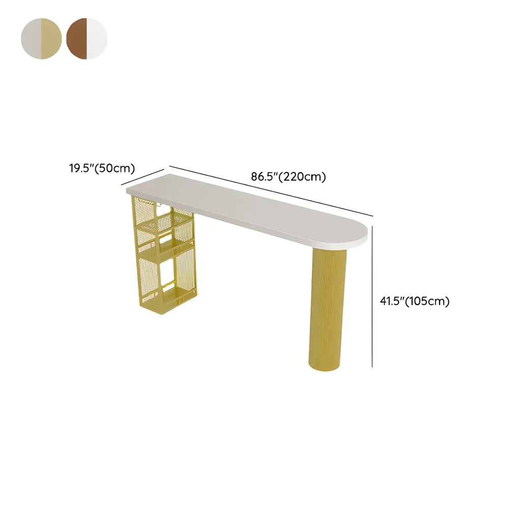 Tables de bar de rangement en bois brun glamour, forme libre, fer blanc