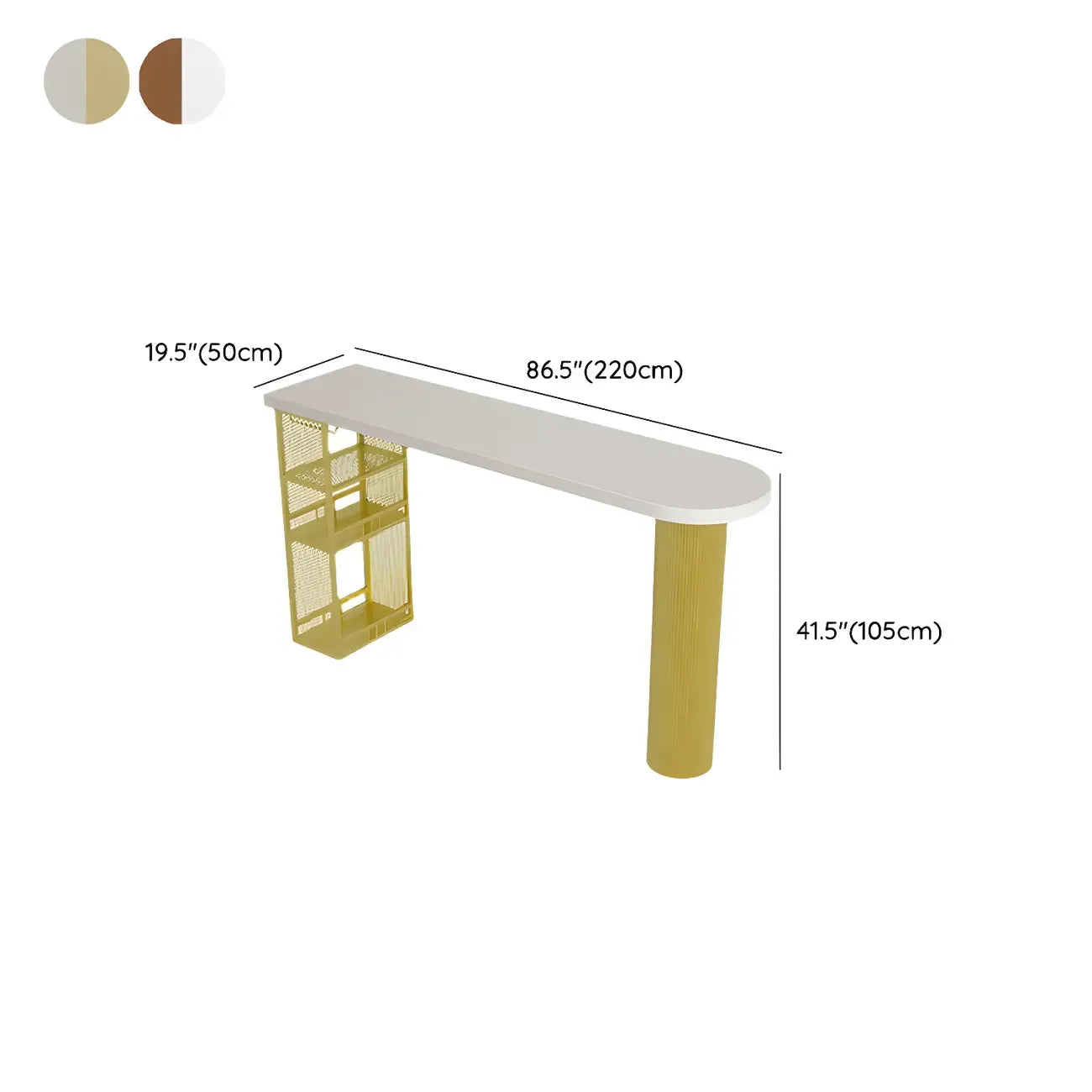 Tables de bar de rangement en bois brun glamour, forme libre, fer blanc