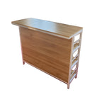 Tables de bar industrielles en bois brun à 3 niveaux avec étagère arrière