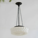 Mini lustre cylindrique vintage en verre blanc, hauteur réglable