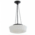 Mini lustre cylindrique vintage en verre blanc, hauteur réglable