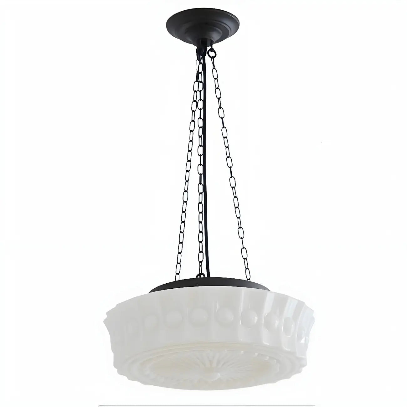 Mini lustre cylindrique vintage en verre blanc, hauteur réglable