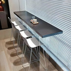 Table de bar minimaliste en bois noir avec base transparente pour cuisine/salle à manger