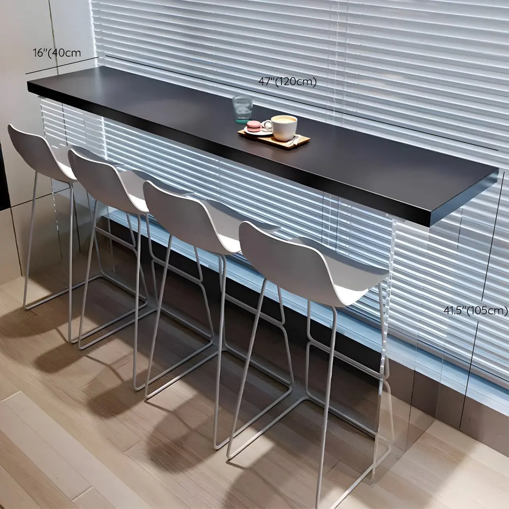 Table de bar minimaliste en bois noir avec base transparente pour cuisine/salle à manger