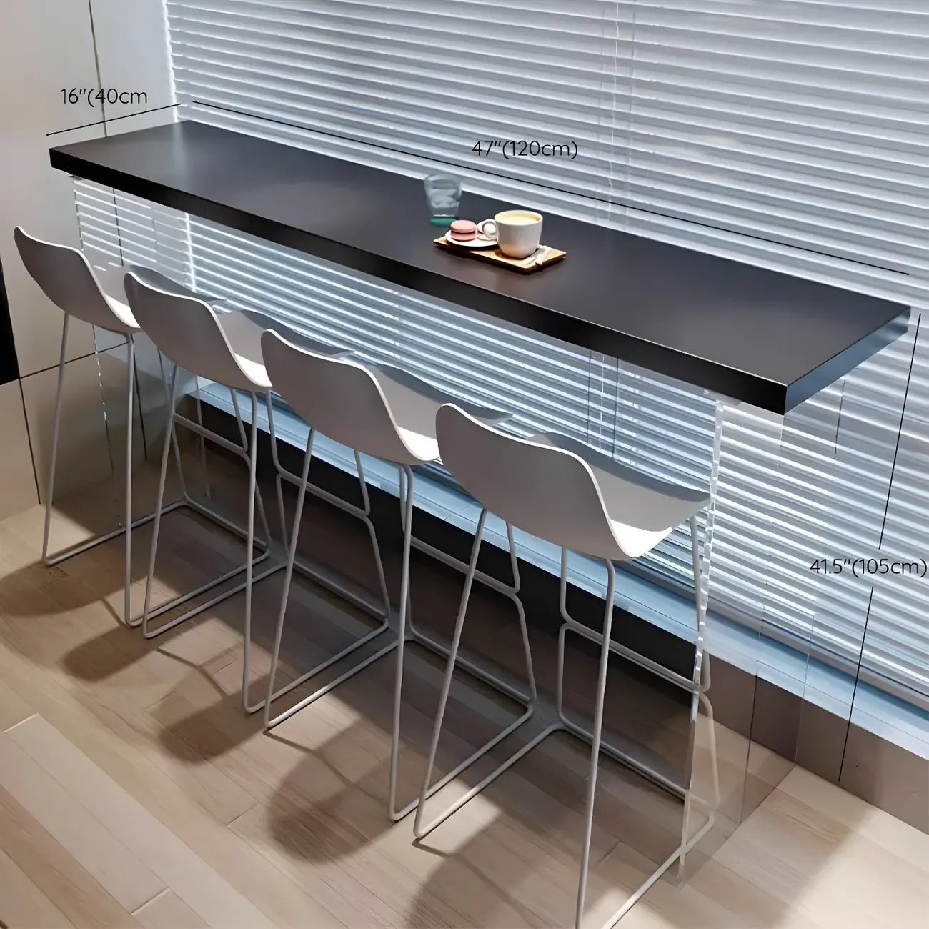 Table de bar minimaliste en bois noir avec base transparente pour cuisine/salle à manger