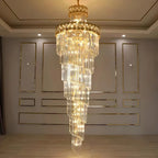 Luxueux lustre à cristaux LED en spirale à plusieurs niveaux