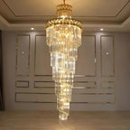 Luxueux lustre à cristaux LED en spirale à plusieurs niveaux