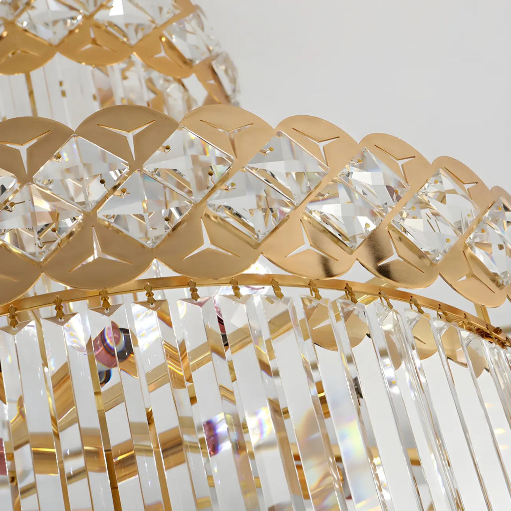Luxueux lustre à cristaux LED en spirale à plusieurs niveaux