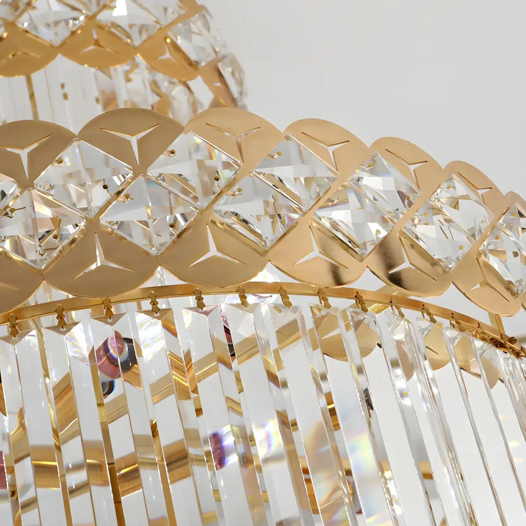 Luxueux lustre à cristaux LED en spirale à plusieurs niveaux