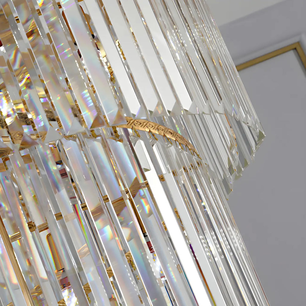 Luxueux lustre à cristaux LED en spirale à plusieurs niveaux