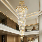 Luxueux lustre à cristaux LED en spirale à plusieurs niveaux