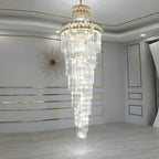 Luxueux lustre à cristaux LED en spirale à plusieurs niveaux