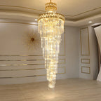 Luxueux lustre à cristaux LED en spirale à plusieurs niveaux