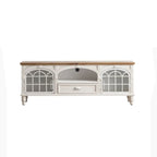 Mobile TV 59" in legno bianco ad arco, stile Country francese, con spazio contenitore