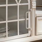 Mobile TV 59" in legno bianco ad arco, stile Country francese, con spazio contenitore