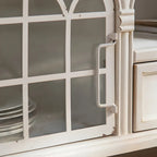 Mobile TV 59" in legno bianco ad arco, stile Country francese, con spazio contenitore