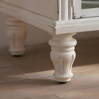 Mobile TV 59" in legno bianco ad arco, stile Country francese, con spazio contenitore