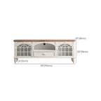 Mobile TV 59" in legno bianco ad arco, stile Country francese, con spazio contenitore