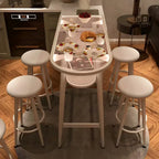 Tables de bar compactes en verre transparent et métal doré avec étagère, forme libre