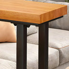 Tables de bar modernes en forme de L, en bois naturel et métal, avec tréteaux