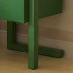Table de chevet étroite en bois vert à 1 tiroir