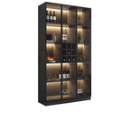 Armoire à vin minimaliste en bois noir avec porte vitrée
