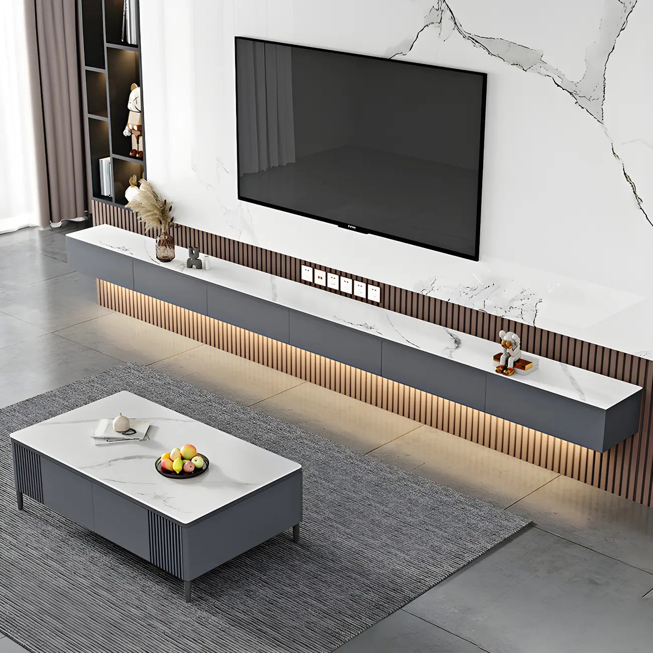 Mobile TV con 63 cassetti flottanti per gestione cavi Grey Stone