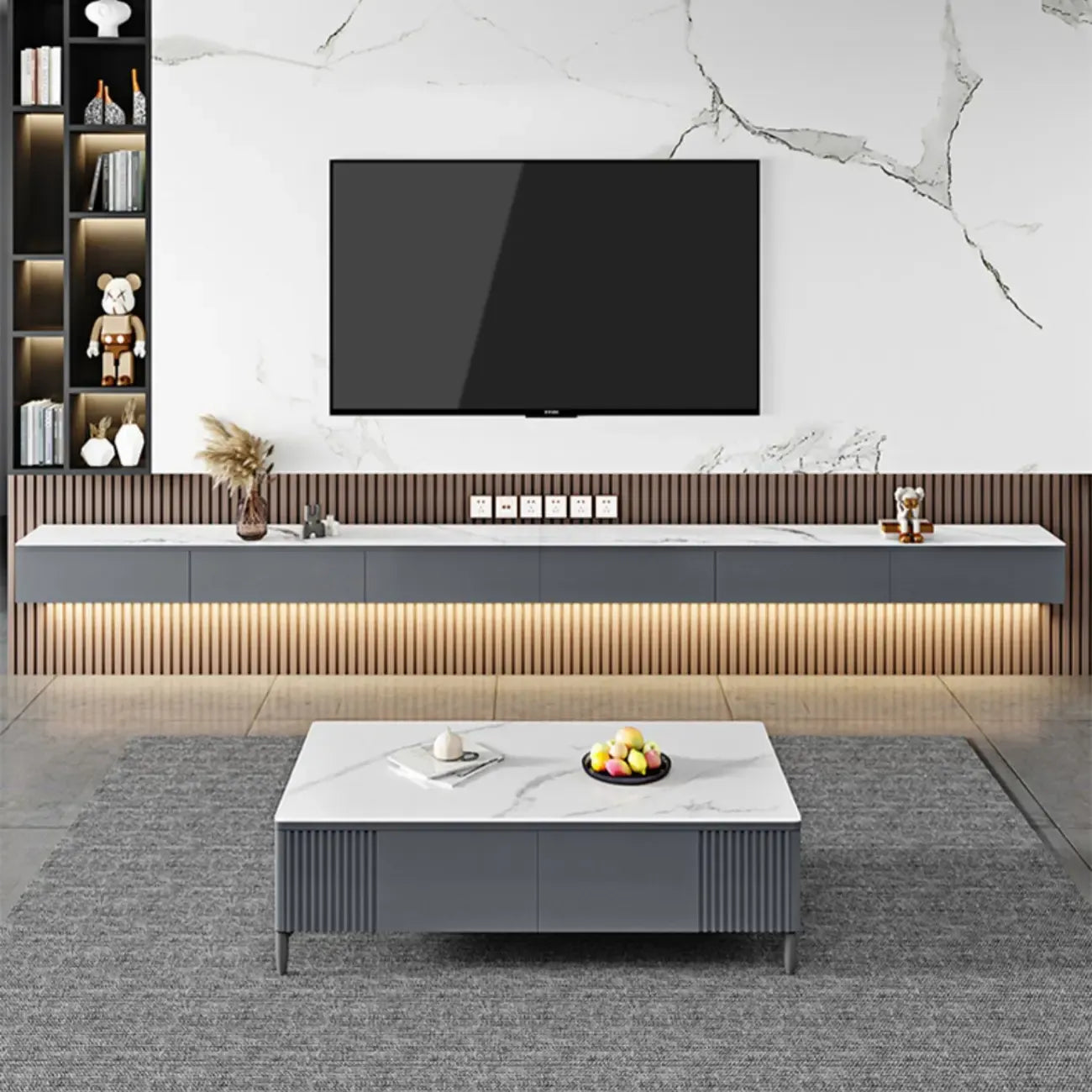 Mobile TV con 63 cassetti flottanti per gestione cavi Grey Stone