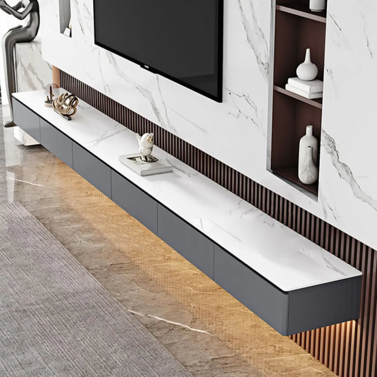 Mobile TV con 63 cassetti flottanti per gestione cavi Grey Stone