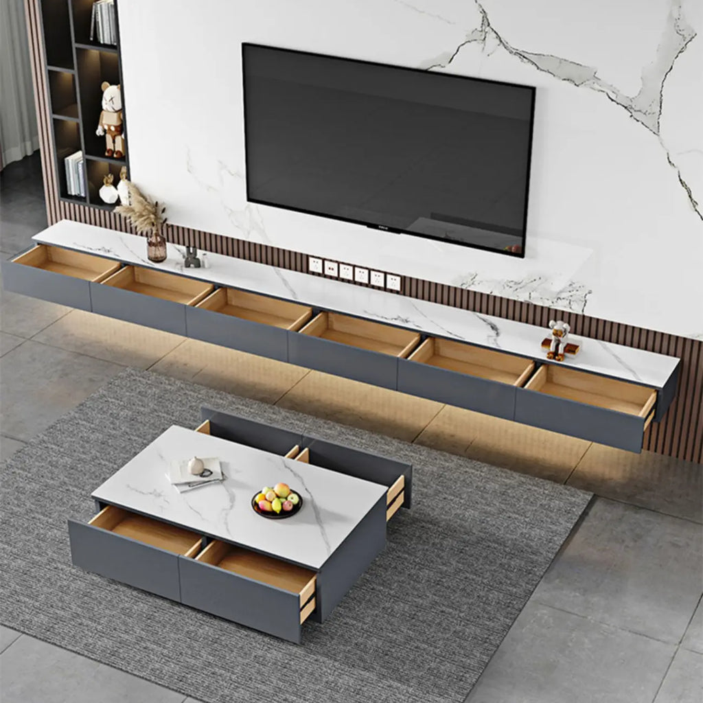 Mobile TV con 63 cassetti flottanti per gestione cavi Grey Stone