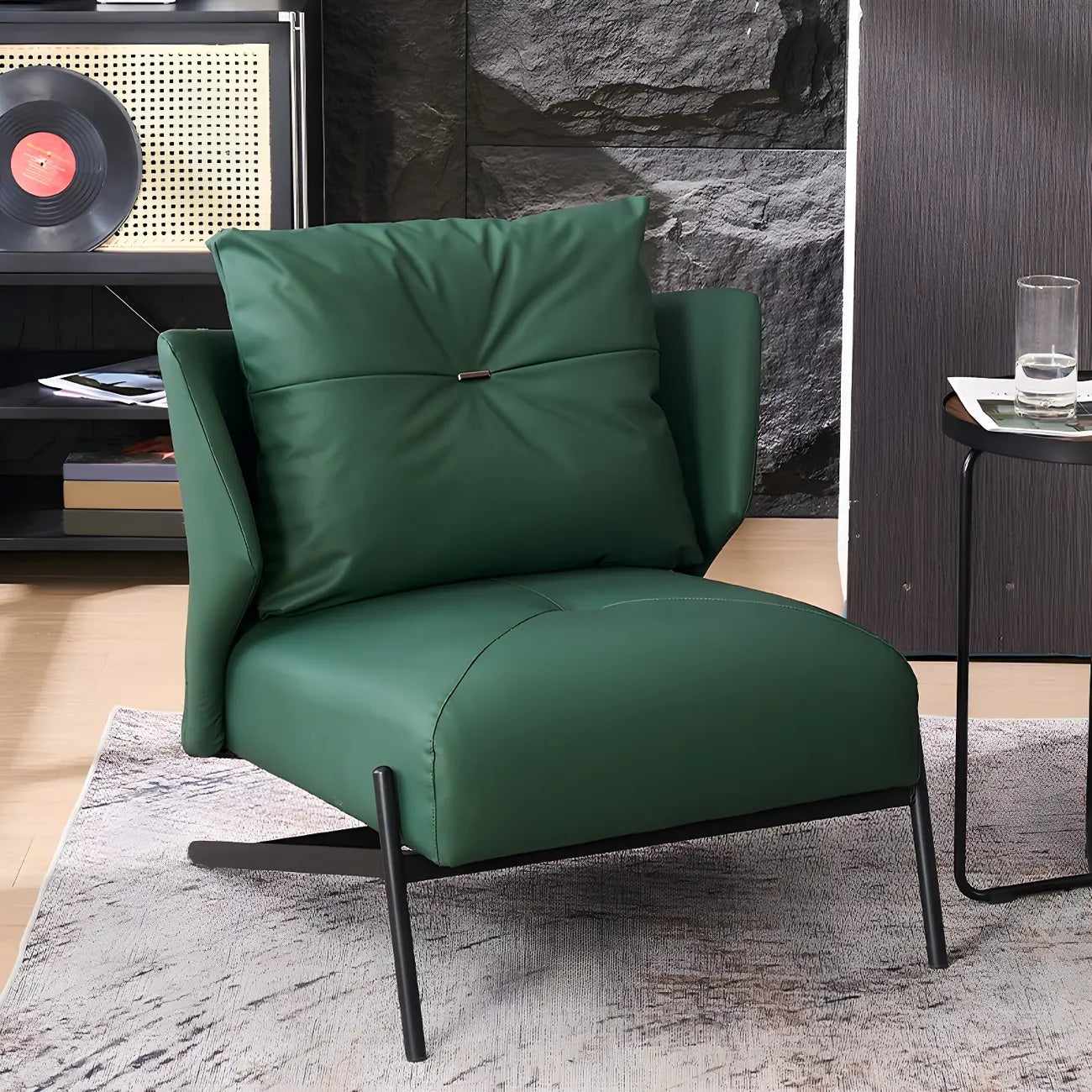 Fauteuil d'appoint moderne en cuir résistant aux chats, à dossier haut
