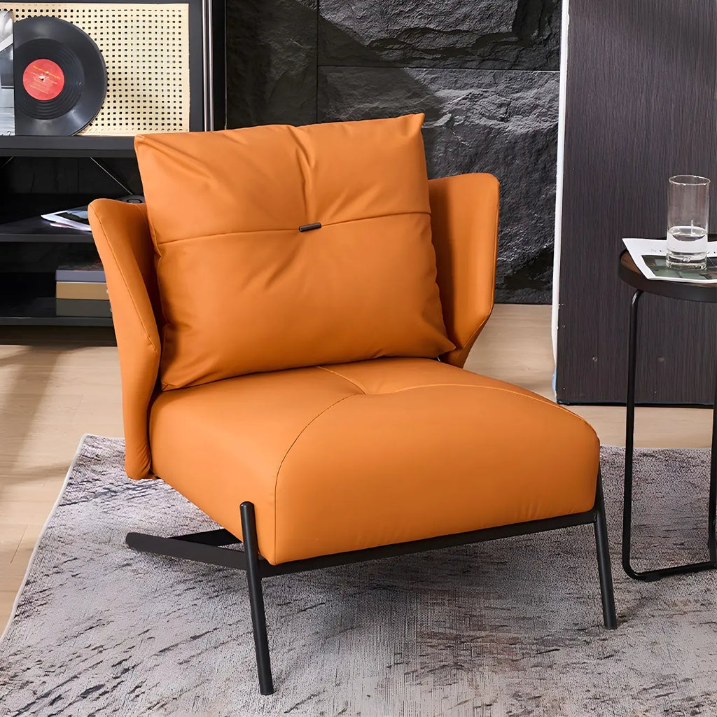 Fauteuil d'appoint moderne en cuir résistant aux chats, à dossier haut